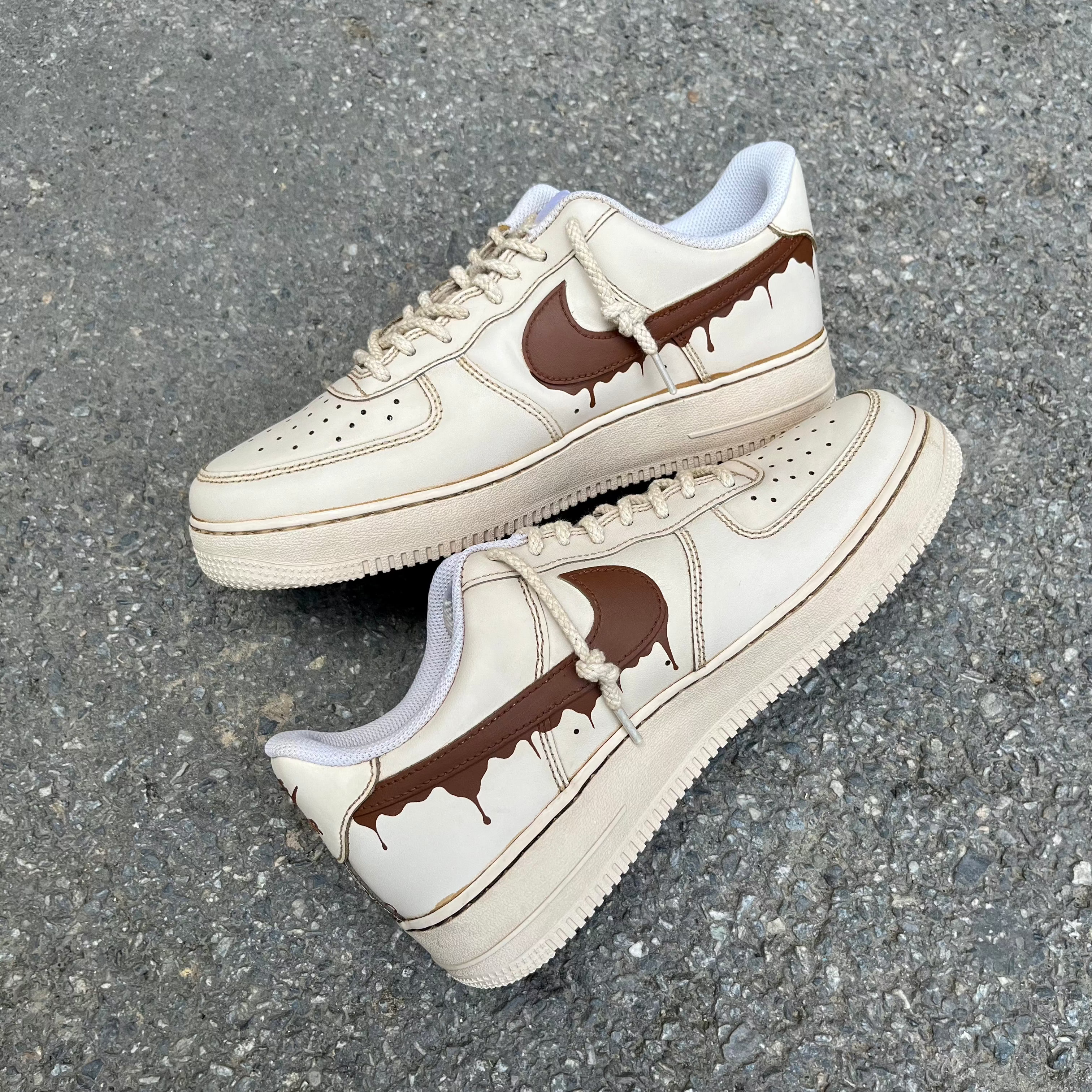 Coffee dye drip Nike Air Force custom sneakers India – Moreiarty