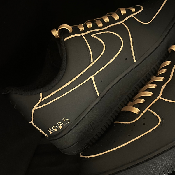 Noir Luxe: Gold Edition Nike Air Force 1 custom sneakers India