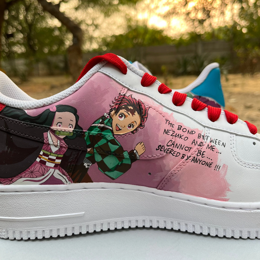 Demon Slayer X 7 Deadly Sins custom custom sneakers — medial side view, Demon Slayer Deadly Sins art by Moreiarty, India
