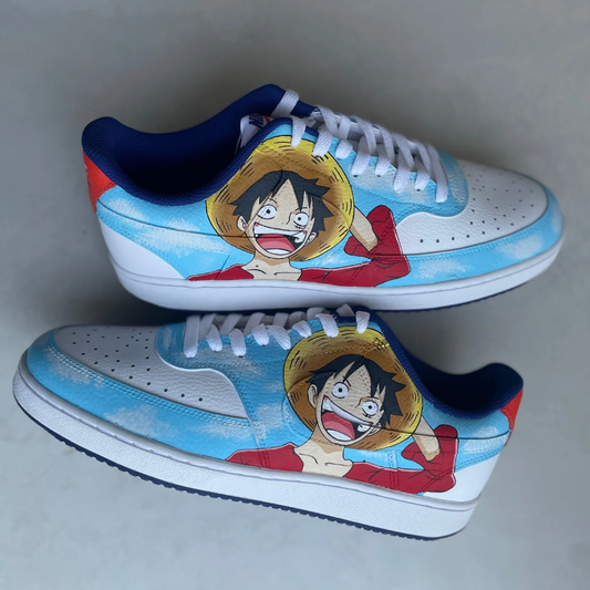 Luffy Court custom nike court vision — lateral side view, Luffy art by Moreiarty, India