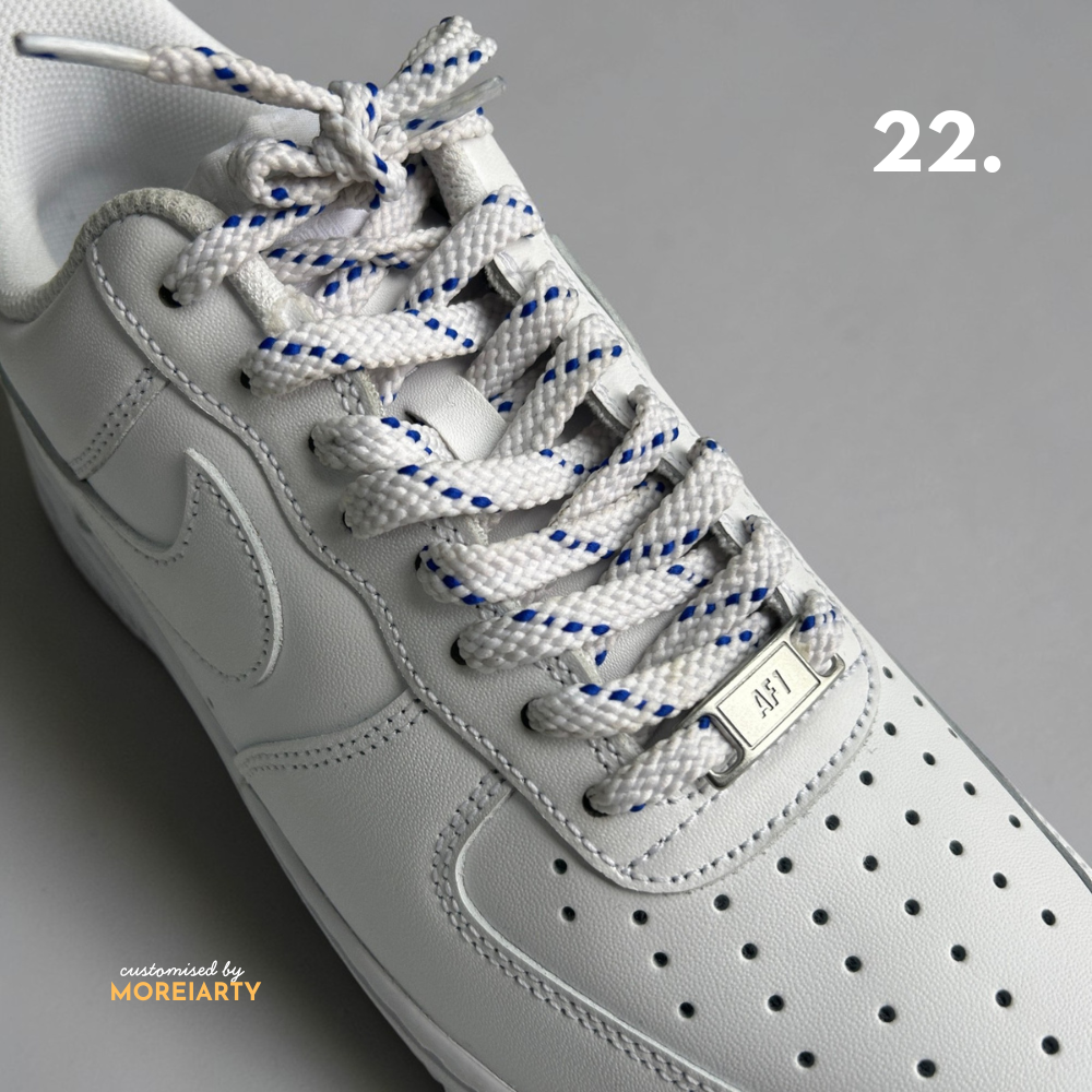 Floral patterned flat laces on sneaker close-up – Moreiarty India