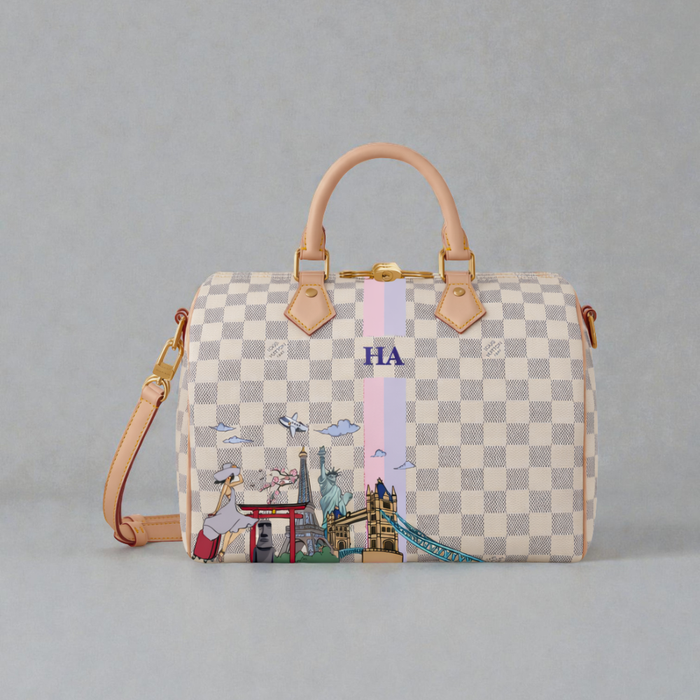 Hand-painted bag detail