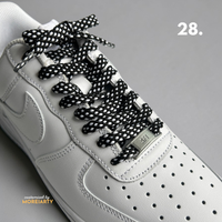 Abstract print flat laces styled on sneaker – Moreiarty