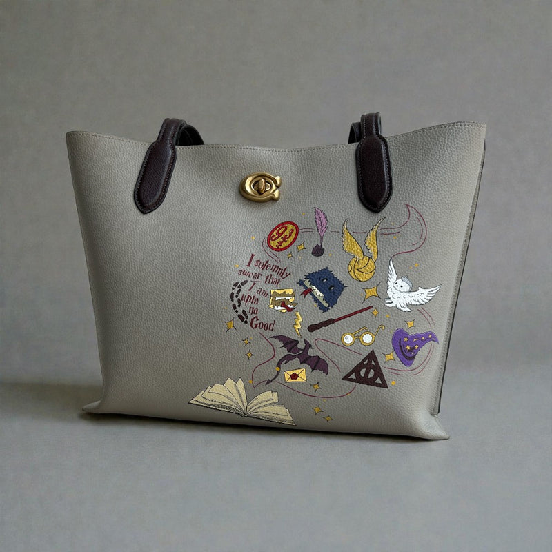 Hand-painted custom Coach bag with Harry Potter artwork by Moreiarty