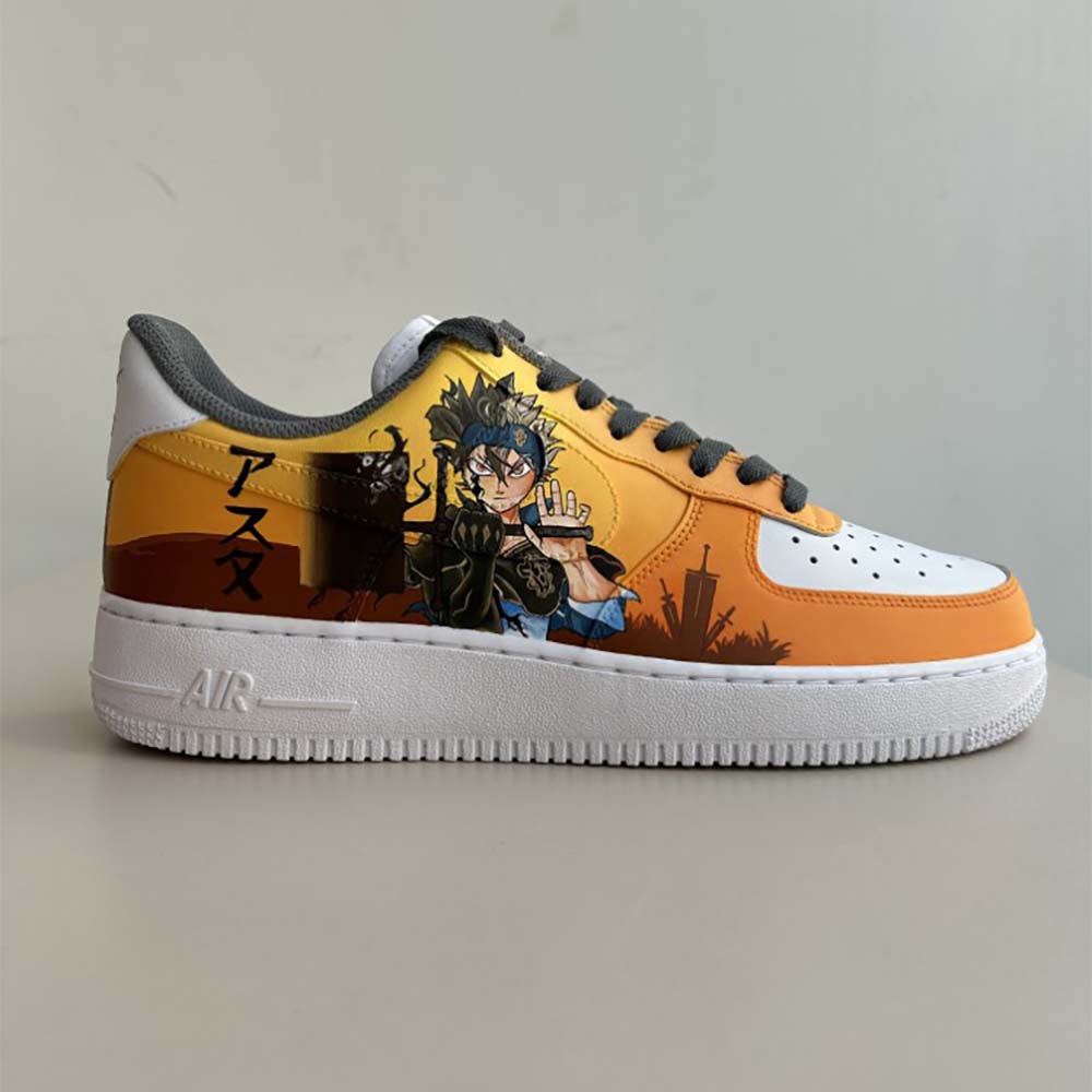 Black Clover X AF1s custom nike air force 1 — medial side view, Black Clover AF1s art by Moreiarty, India