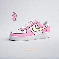 BT21 Cooky custom Nike Air Force 1 – hand-painted pink panels with Jungkook-inspired Cooky character