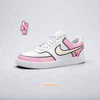 BT21 Cooky custom Nike Court Vision – hand-painted pink panels with Jungkook-inspired character art