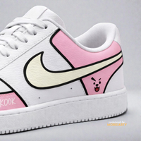 BT21 Cooky Court Vision heel and tongue detail showing Cooky character artwork