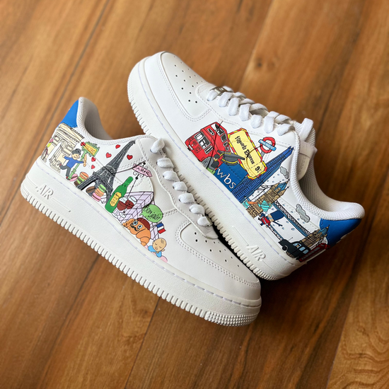 Dual Cityscape London and Paris Nike Air Force 1 custom sneakers India