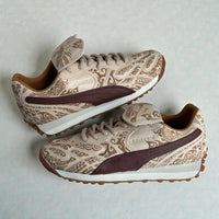 Maori x Puma Fenty side view showing earthy tones and hand-painted cultural motifs
