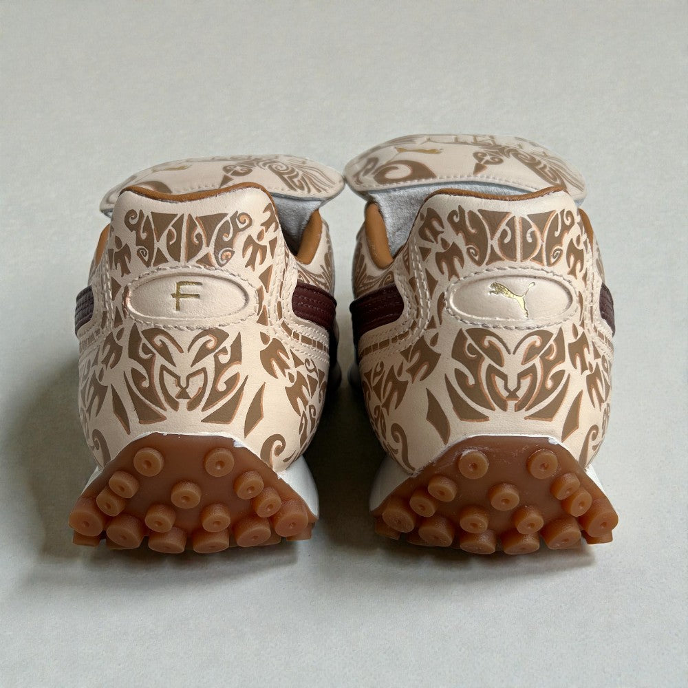 Maori x Puma Fenty sneaker side panel showing detailed Maori artwork