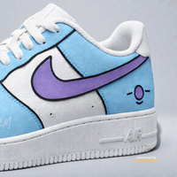 BT21 Koya AF1 heel detail showing Koya koala character hand-painted on premium leather