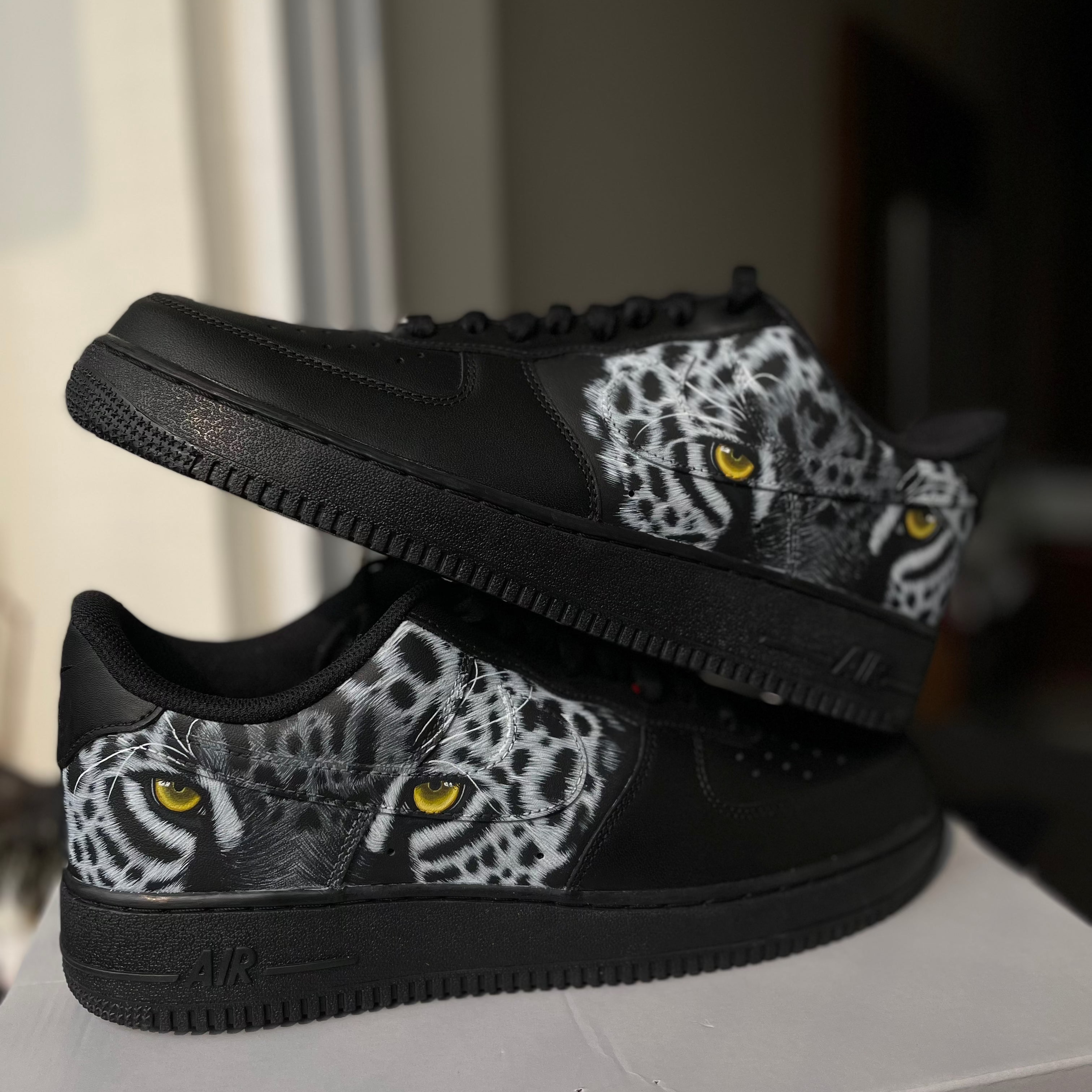Leopard wildlife safari Nike Air Force 1 custom sneakers