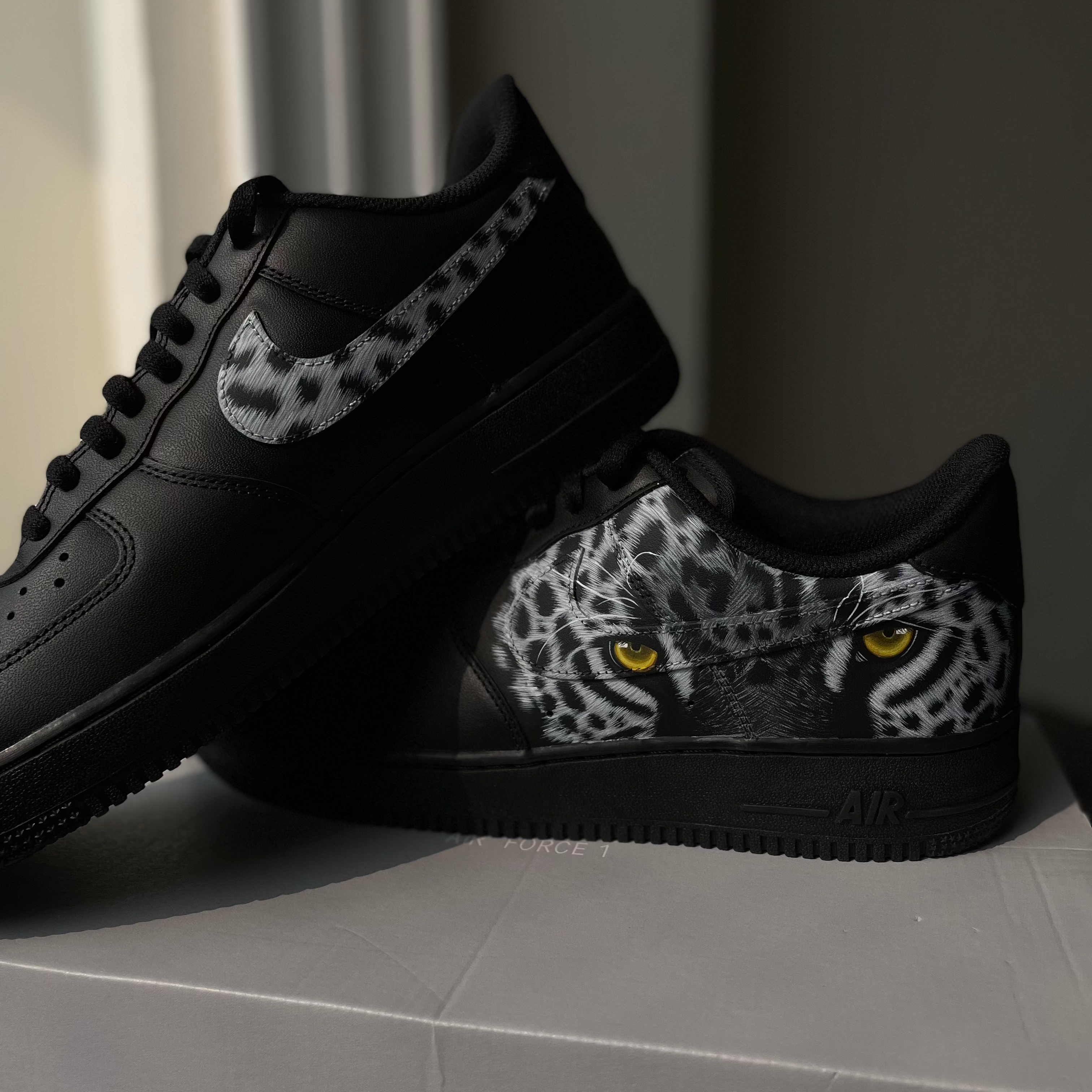 Leopard wildlife safari Nike Air Force 1 custom sneakers