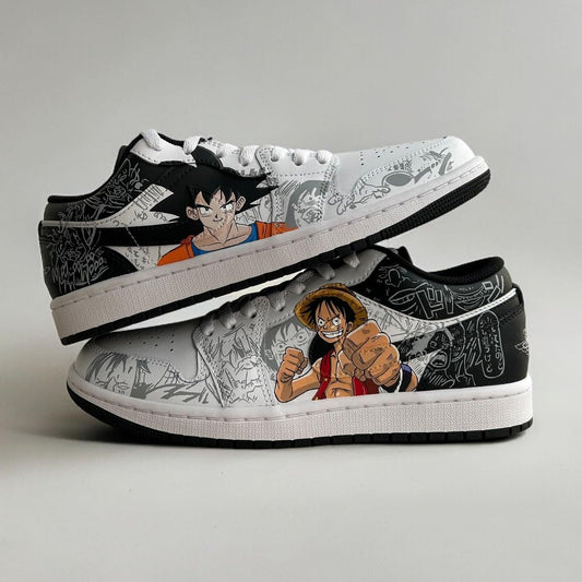 Luffy One Piece and Goku Dragon Ball Z Anime AJ1s Low custom sneakers India