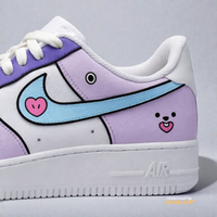 BT21 Mang AF1 showing Mang horse character face detail hand-painted on premium leather