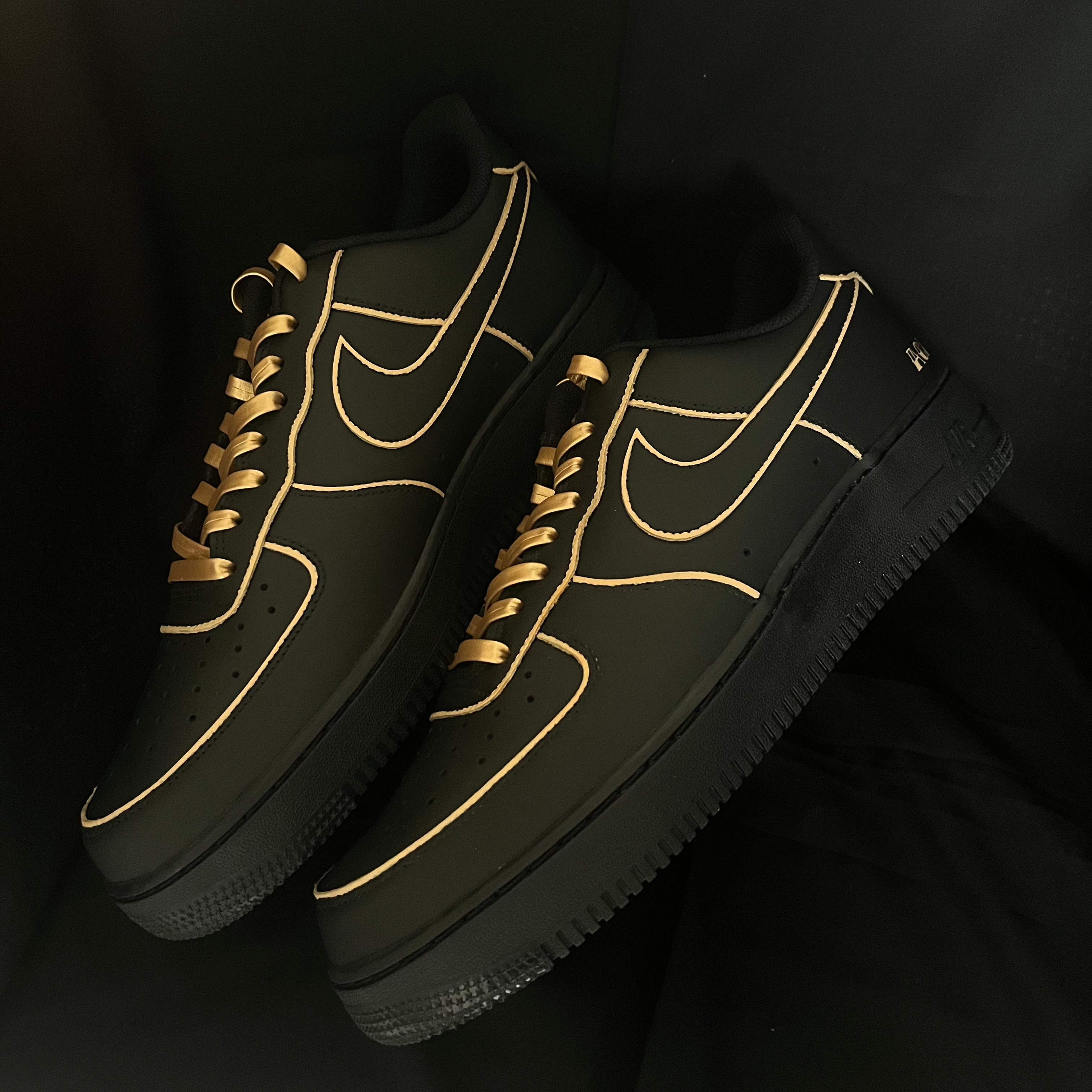 Noir Luxe: Gold Edition Nike Air Force 1 custom sneakers India