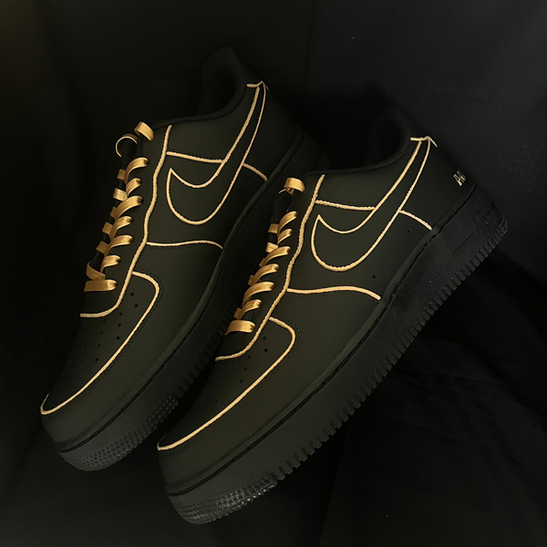Noir Luxe: Gold Edition Nike Air Force 1 custom sneakers India