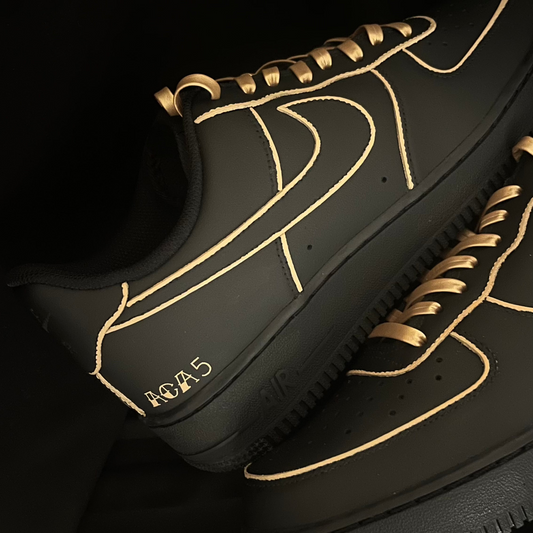 Noir Luxe: Gold Edition Nike Air Force 1 custom sneakers India
