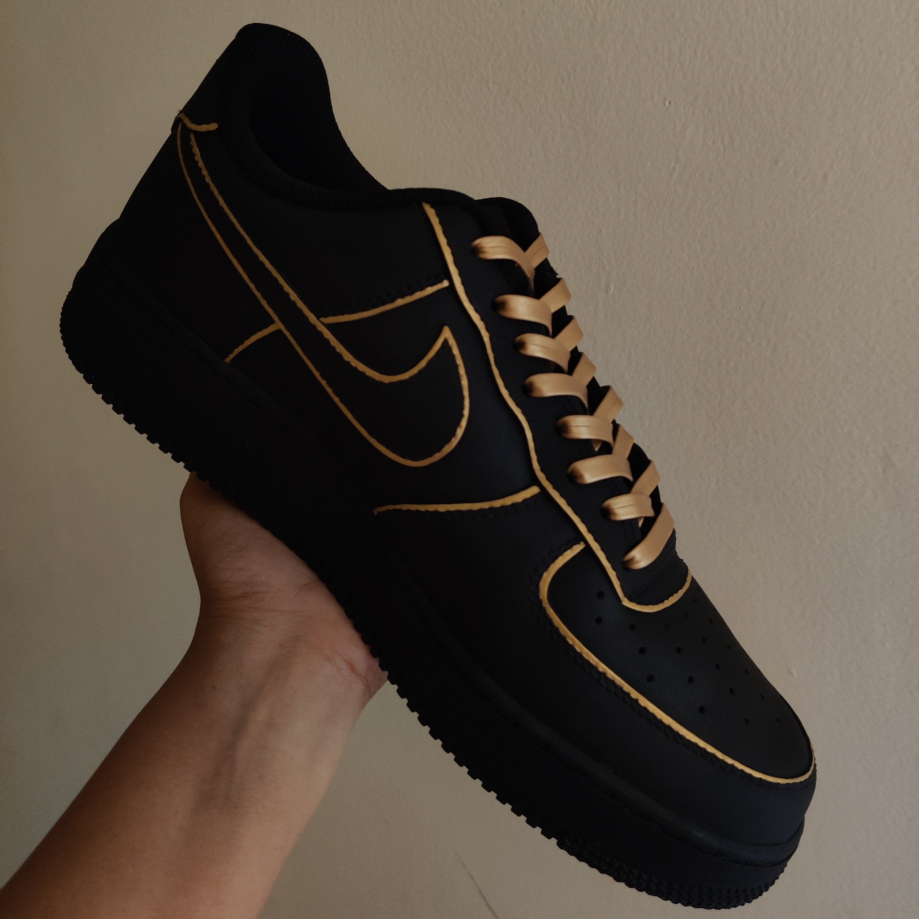 Noir Luxe: Gold Edition Nike Air Force 1 custom sneakers India