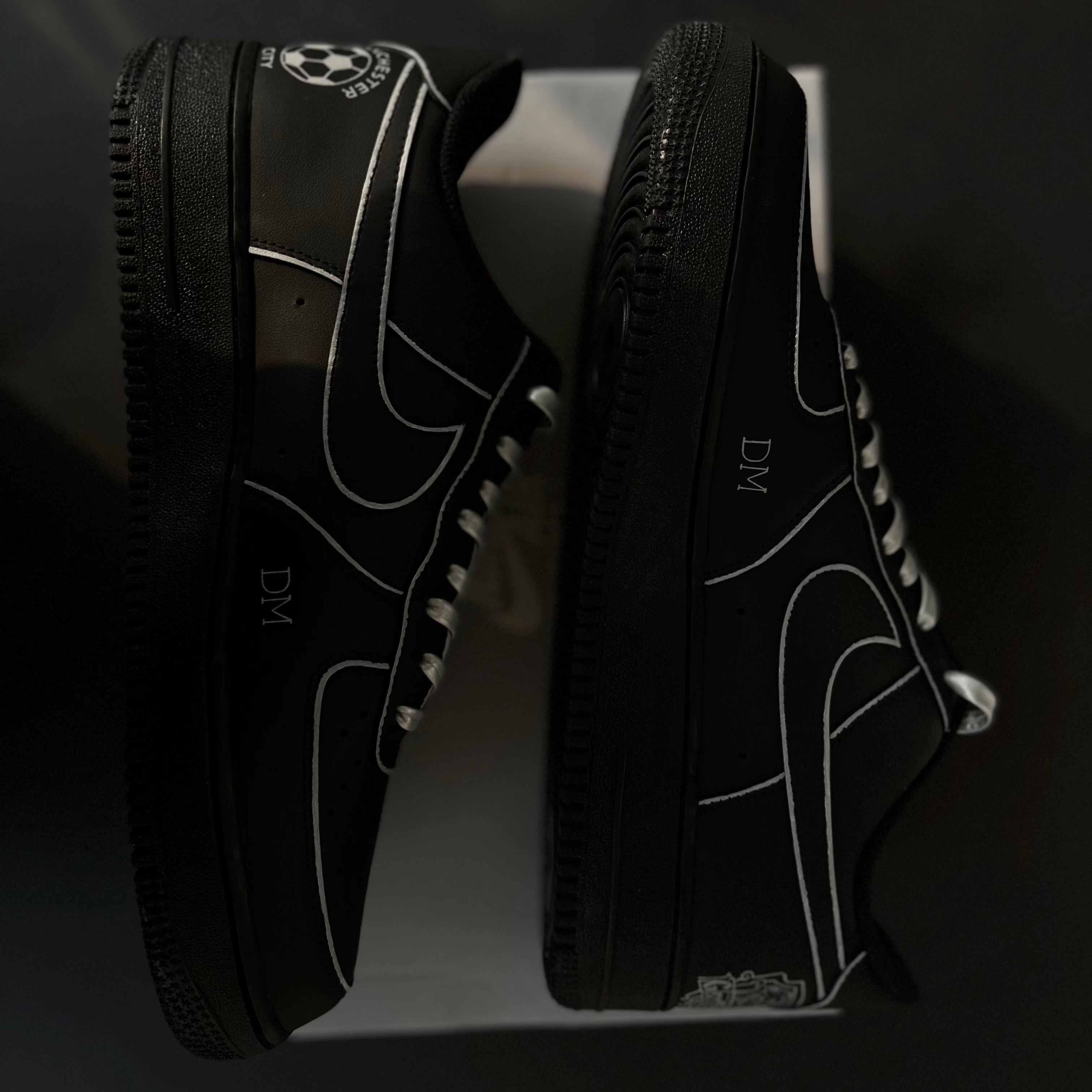 Noir Luxe: Silver Edition Nike Air Force 1 custom sneakers India