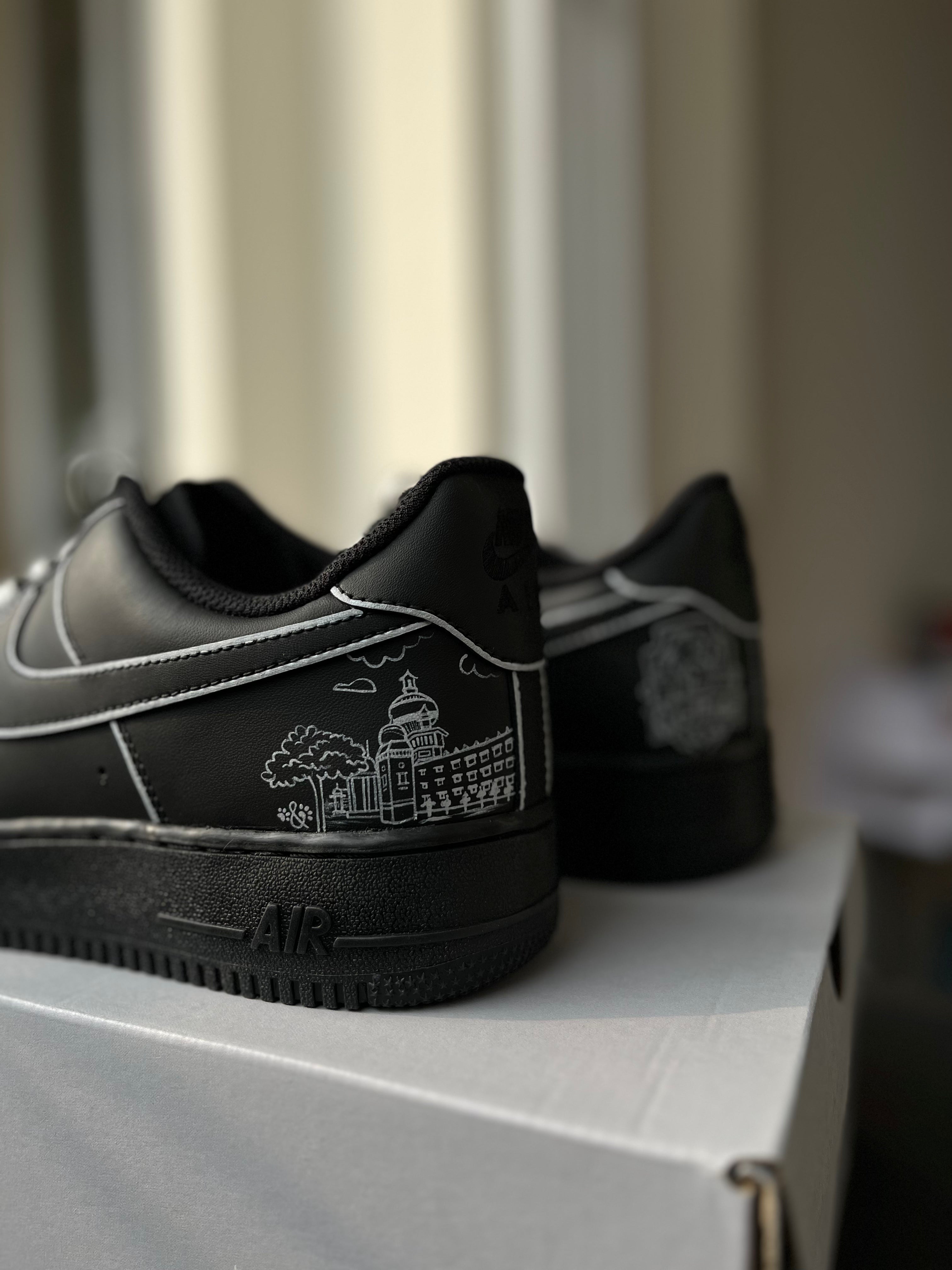 Noir Luxe: Silver Edition Nike Air Force 1 custom sneakers India