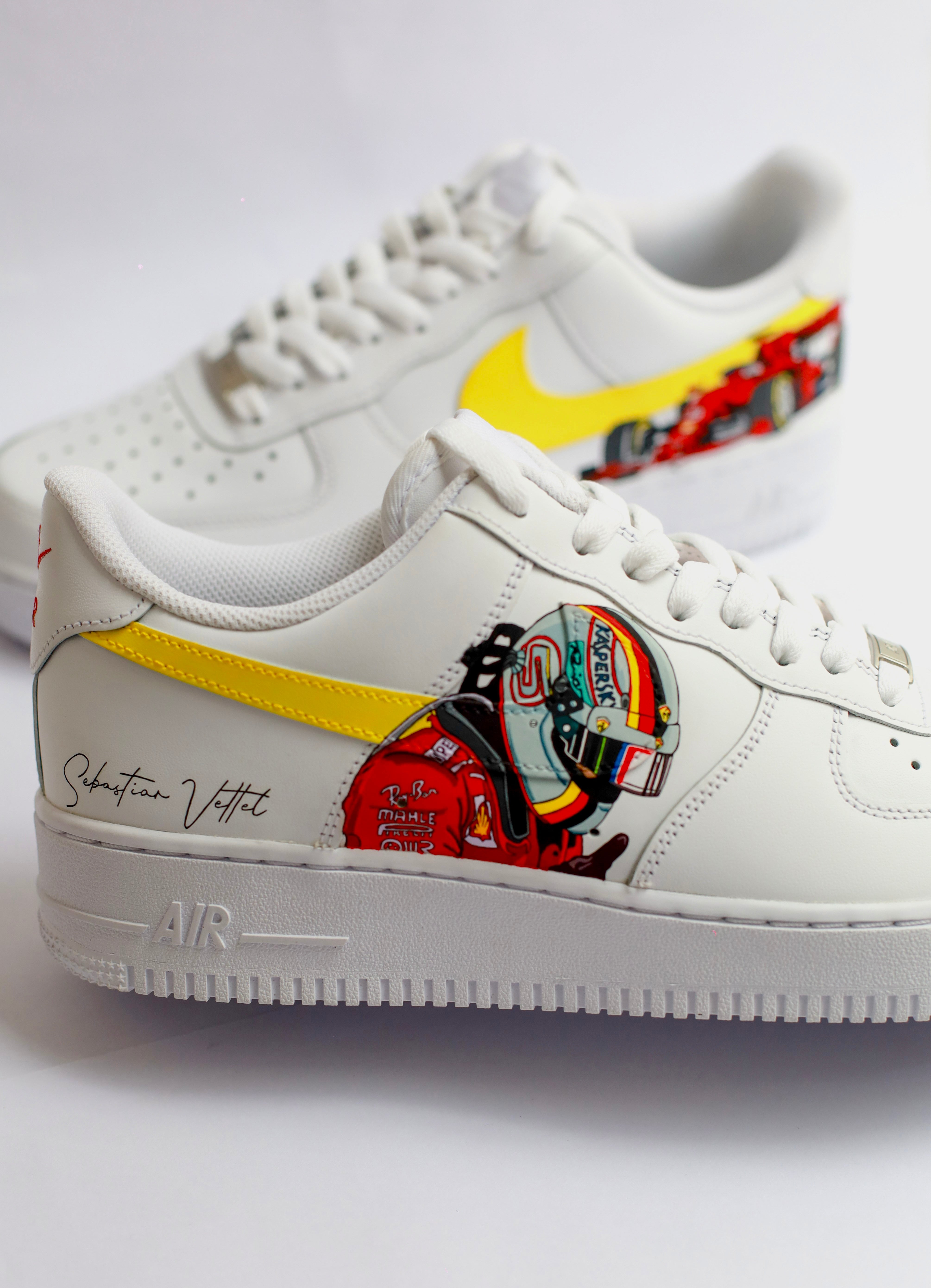 Sebastian Vettel Formula 1 Ferrari Nike Air Force 1 Custom Sneakers India