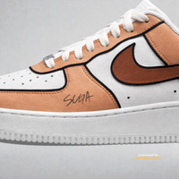 BT21 Shooky AF1 side detail with tan and white Shooky custom design