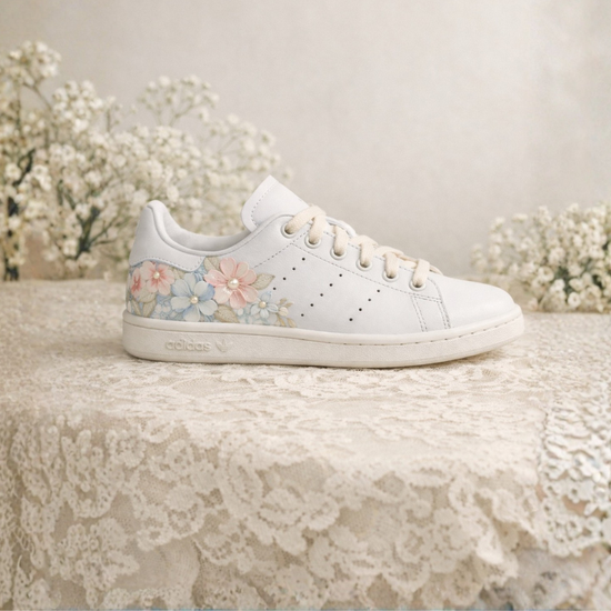 The Garden Heiress – Pastel Floral Bridal Sneakers