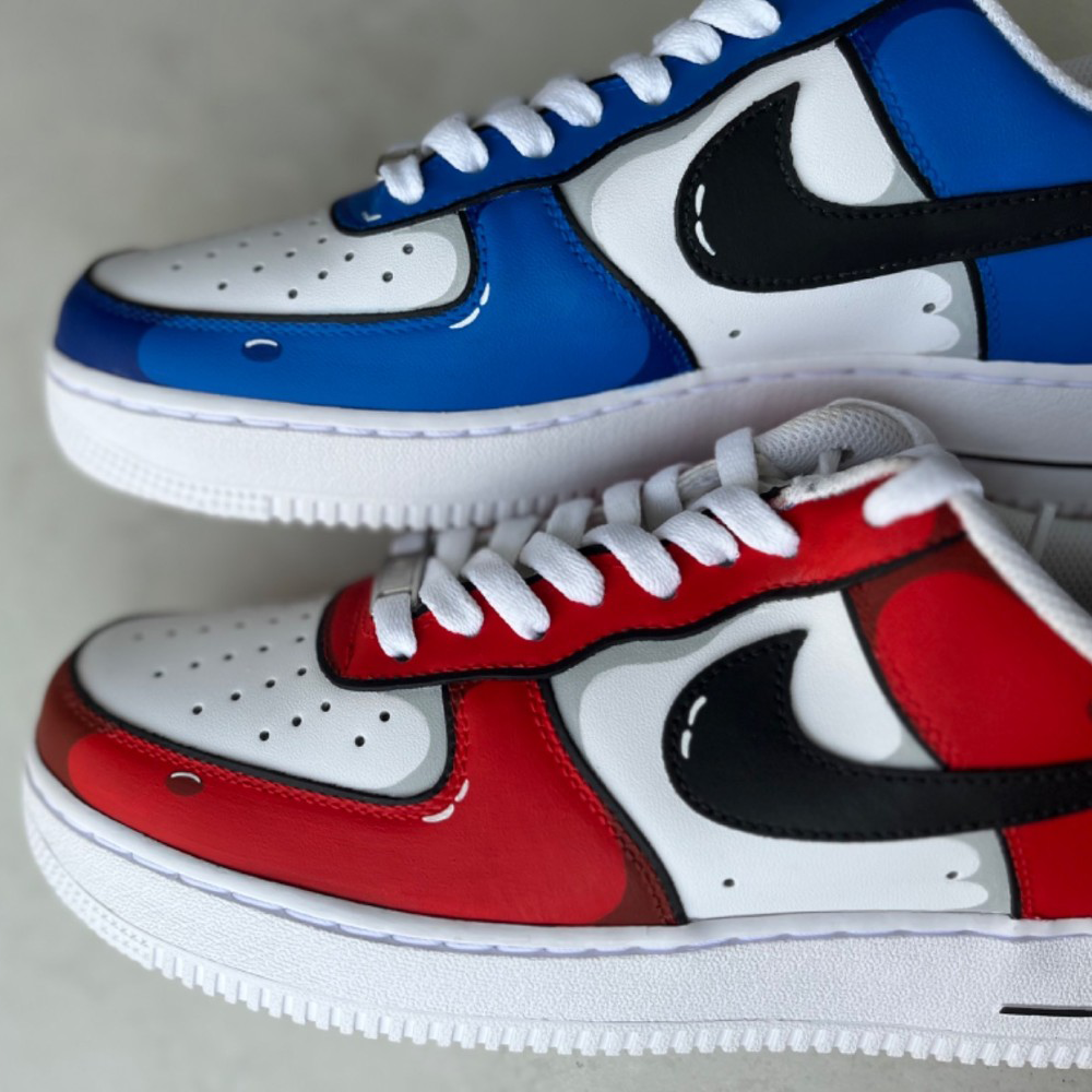Anime Colorway X AF1s custom nike air force 1 — on foot view, Anime Colorway AF1s art by Moreiarty, India