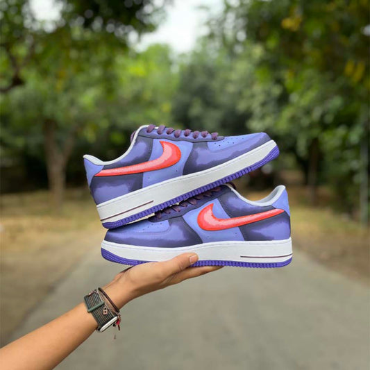 Gengar AF1s custom nike air force 1 — lateral side view, Gengar AF1s art by Moreiarty, India